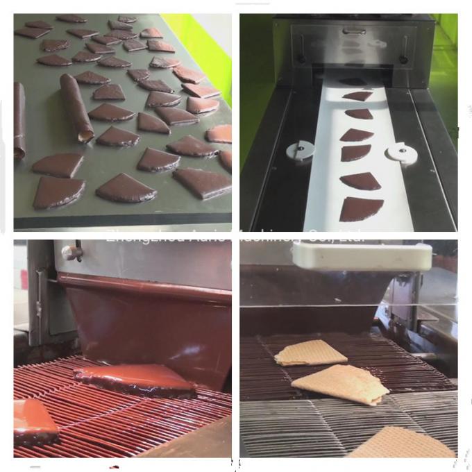 Línea automática completa chocolate del Enrober del caramelo de chocolate que envuelve la máquina con el túnel de enfriamiento