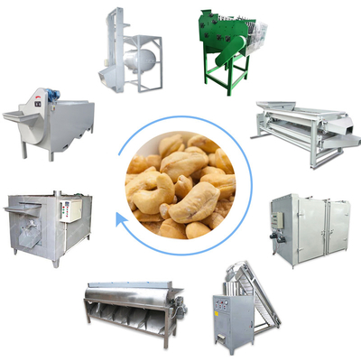 tipo seco motor de la máquina del anacardo de la salida 200kg que pela la línea de la producción alimentaria