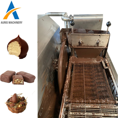 Barra de caramelo de acero inoxidable de chocolate de la categoría alimenticia que envuelve la máquina de capa del chocolate de la máquina